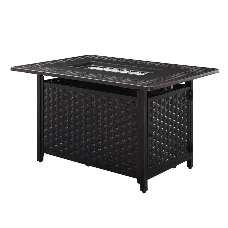 Albany 44" Rectangular Woven Aluminum Convertible Gas Fire Pit Table
