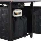 Preston 44" Rectangular Basketweave Aluminum Convertible Gas Fire Pit Table